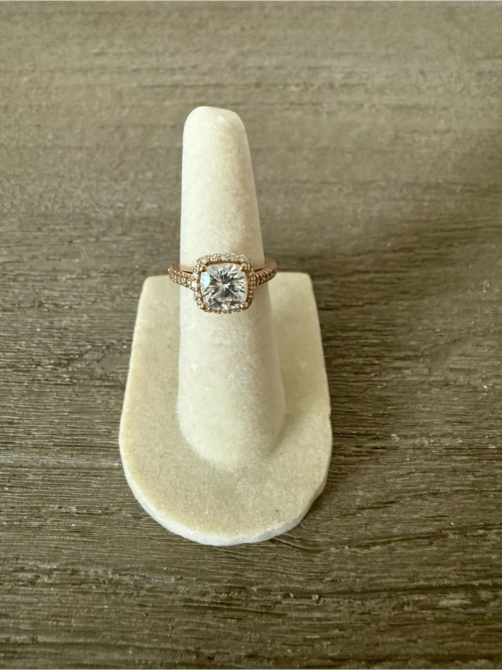 Charles & Colvard Forever One 1.97 CTW Cushion Moissanite Halo 14K Rose Gold Sz5